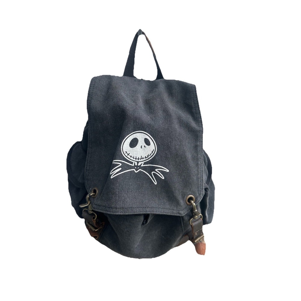 Jack Nightmare Before Christmas Bat Rucksack Backpack With Leather Straps Black